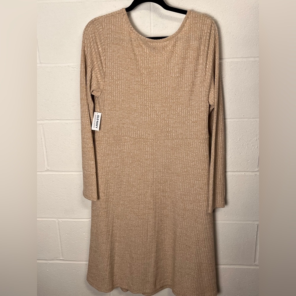 SALE! 🔥🔥🔥 NEW Old Navy Beige Long Sleeve Dress Size L - Picture 3 of 6